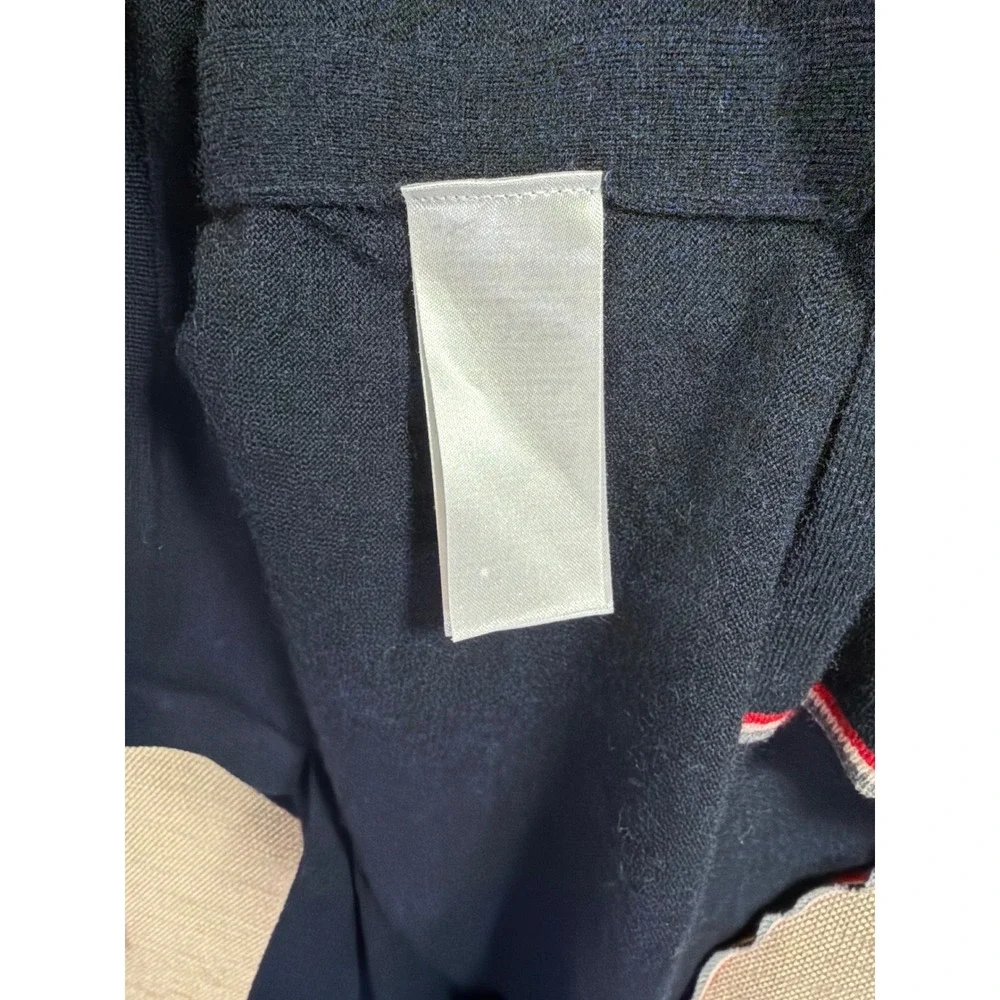 Banana Republic‎ Sweater Men's M Navy Merino Wool Tipped Crew Neck Pullover